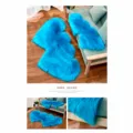 Heart-shaped faux wool rug long plush fluffy floor mat for bedroom living room vanity decor. - Blue