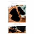 Heart-shaped faux wool rug, long pile fluffy floor mat for bedroom, living room, and vanity decor. - Black
