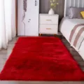 Rood fluffy tapijt voor slaapkamer, zacht dik pluche hoogpolig vloerkleed gezellig mat - China Rood