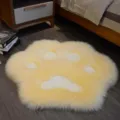 Fluffy cat paw plush rug soft yellow carpet for bedroom living room cozy floor mat decoration - Beige + White