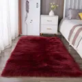 Dikke rode pluche kleed voor slaapkamer bedside, zachte nep kasjmier mat voor gezellige inrichting. - Bordeauxrood