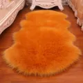 Orange Faux Sheepskin Rug Fluffy Soft Area Carpet for Bedroom Sofa Cushion Bay Window - Camel