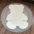 Pluizig wit berenvormig tapijt pluche donzige slaapkamer bedside vloermat schattig - 45*60cm Beer / Wit