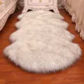Faux sheepskin rug soft fluffy plush area carpet for bedroom living room floor white grey variant - White with Gray Tips