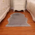 Grijze Kunstvacht Vloerkleed Pluche Schapenvacht Tapijt Zachte Slaapkamer Bed Mat - 60x180cm / Grijs