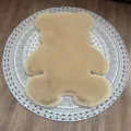 Kaki imitatie konijnenbont schattige beren pluche tapijt, zachte slaapkamer bedmat decor - 45*60cm Beer / Oudroze