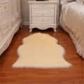 Faux sheepskin rug fluffy plush bedroom bedside floor mat soft area rug for living room. - Creamy Yellow