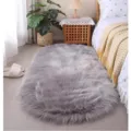 Pluizig ovaal vloerkleed grijs shaggy zacht bedkleed voor slaapkamer woonkamer mat. - Ovaal 40x150cm / Lichtgrijs