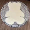 Fluffy white bear shaped plush rug cute bedroom bedside floor mat for cozy home decor - Off White