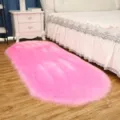 Roze pluizig ovaal vloerkleed voor slaapkamer, zacht nepvacht minimalistische mat. - Ovaal 40x150cm / Roze