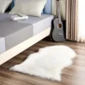 Zacht wit kunstbont schapenvacht tapijt voor slaapkamer, knusse harige vloermat. - 90*60cm Enkel Zijdige Ronde / Wit