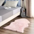 Roze faux fur tapijt zacht pluche schapenvacht vloermat voor slaapkamer decoratie - 90*60cm Enkel Zijdige Ronde / Lichtroze