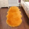 Pluche nepvacht vloerkleed zachte onregelmatige mat antislip tapijt voor slaapkamer - 90*60cm Enkel Zijdige Ronde / Goudkameel