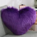Purple heart-shaped faux fur throw pillow, soft plush cushion for sofa or office chair. - 40*50cm / Purple