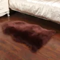 Dark brown faux fur rug plush carpet fluffy sheepskin mat for bedroom living room floor decor. - Dark Brown