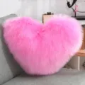 Pink heart shaped plush pillow, soft faux wool cushion for sofa and home decoration. - 40*50cm / Rose Red
