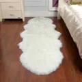 Faux sheepskin fluffy rug white irregular bedroom soft plush floor mat non-slip modern decor - Grayish White