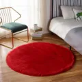 Red round faux fur plush carpet for bedroom bedside soft fluffy floor mat home decor. - China Red
