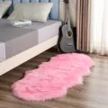 Pink faux fur plush rug for bedroom cozy living room irregular soft fluffy floor mat decor - Rose Pink