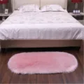 Ovaal roze pluizig vloerkleed zacht pluche tapijt voor slaapkamer bedomranding decor - 40-60cm / Lichtroze