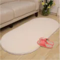 Imitatie bont ovaal tapijt voor woonkamer slaapkamer antislip zacht dik tapijt beige - 50*160cm Ovaal / Korte Pluche Off-White