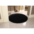 Zwart rond pluche fluffy tapijt, zachte nepwollen vloermat voor woonkamer en slaapkamer. - 90*60CM / Zwart