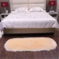 Pluizig ovaal wollen tapijt voor slaapkamer, dik pluche tatami matje, lichtgeel, woondecoratie - 40-60cm / Beige