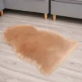 Camel faux fur irregular rug, soft long plush floor mat for bedroom and living room decor. - Dusty Pink