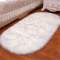 Tappeto Ovale Bianco Soffice In Peluche Spesso Per Camera Da Letto Decorazione Domestica - Bianco Cenere