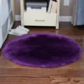 Purple fluffy round carpet soft faux wool plush area rug for bedroom bedside and chair mat - Long Plush Purple