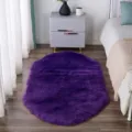 Purple fluffy oval rug for bedroom bedside, soft shaggy non-slip floor mat for living room - Purple Oval