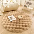 Pluizig rond vloerkleed voor woonkamer slaapkamer esthetische crème zacht pluche - 35cm Rond / Paddenstoel Verdikte Bubbeltjesfleece
