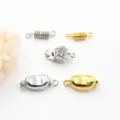 DIY jewelry clasps set featuring diverse rose and gold ingot shapes for necklace making. - Style 2 (Cylindrical Plug Clasp)