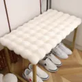 Thick bubble fleece shoe changing stool cushion plush fluffy bench pad for entryway furniture - 60*35cm / Bubble Velvet Rice White