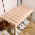 Thickened fluffy fleece bench cushion for entryway shoe cabinet, soft anti-slip plush pad. - 60*35cm / Bubble Velvet Warm Coffee