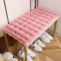 Pink fluffy bench cushion, thickened plush wave design shoe changing stool pad for entryway. - 60*35cm / Bubble Velvet Cherry Blossom Pink