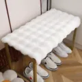 White plush bubble fleece shoe bench cushion thick anti-slip seat pad for entryway decor - 60*35cm / Bubble Velvet White