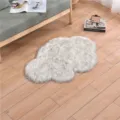 Faux wool cloud rug plush fluffy floor mat for living room bedroom aesthetic home decor - White Gray Tip Cloud