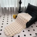 Fluffy pluche stoelkussen dik warme bankhoes en decoratieve zachte fleece deken voor thuis - 60x90cm Afgeronde Uiteinden / Gebroken Wit Verdikt Bubbelfleece