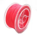 Close-up van 0.3mm roze elastische kraaldraad op doorzichtige spoel voor handwerk creaties. - Ca. 0.3mm 50m / Rozerood