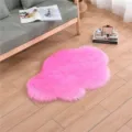 Pink fluffy cloud shaped faux wool rug for living room bedroom soft plush floor mat decor - Rose Red Cloud