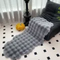 Grijs bubbel pluche bankkussen deken, zacht dik warm stoeltapijt voor gezellig thuisinterieur. - 60x90cm Afgeronde Uiteinden / Grijs Verdikt Bubbelfleece