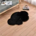 Black faux fur rug fluffy cloud shaped soft plush carpet for living room bedroom decor - Black Wavy