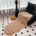 Luxueus dik pluche bubbel fluweel stoel kussen sofa deken warme erker mat variant - 60x90cm Afgeronde Uiteinden / Licht Kameel Verdikt Bubbelfleece