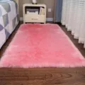 Pink Faux Fur Rug Fluffy Shaggy Carpet for Bedroom Living Room Bedside Floor Decor - Long Hair Pink