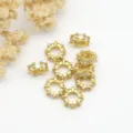 Gold plated cubic zirconia spacer beads, DIY jewelry making charm accessories, detail shot. - 8mm Hole About 4mm Thickness 2.9mm / 18K Gold