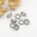 Silver micro pave cubic zirconia spacer beads, gear shape jewelry making charms for DIY bracelet design. - 8mm Hole About 4mm Thickness 2.9mm / White Gold
