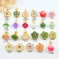Antiguo oro incrustado jade flor colgante dijes DIY pulsera collar joyería accesorios. - Estilo 11 / Colgante JSY-64