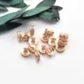 18K rose gold plated rhinestone spacer beads, micro paved zircon DIY jewelry making charms. - Rose Gold