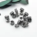 Detail shot of micro-paved cubic zirconia round spacer beads, gunmetal plated DIY parts. - Gunmetal